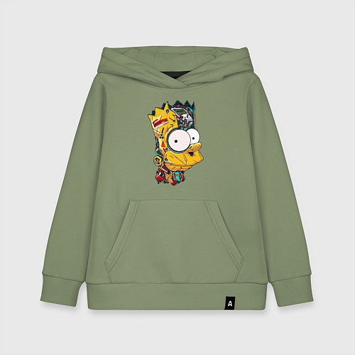 Детская толстовка-худи Cyber-Bart - Simpsons family / Авокадо – фото 1