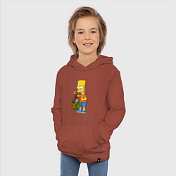 Толстовка детская хлопковая Барт Симпсон разбирает свой рюкзак, цвет: кирпичный — фото 2