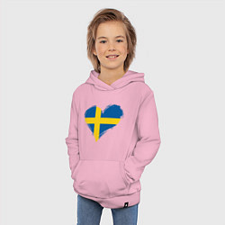 Толстовка детская хлопковая Сердце - Швеция, цвет: светло-розовый — фото 2