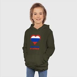 Толстовка детская хлопковая Люблю Россию и точка, цвет: хаки — фото 2
