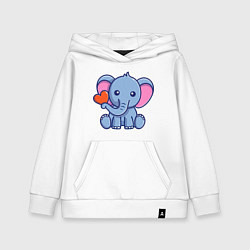 Толстовка детская хлопковая Love Elephant, цвет: белый