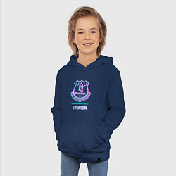 Толстовка детская хлопковая Everton FC в стиле glitch, цвет: тёмно-синий — фото 2