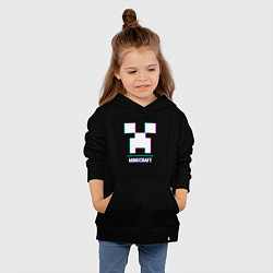 Толстовка детская хлопковая Minecraft в стиле glitch и баги графики, цвет: черный — фото 2