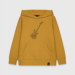 Толстовка детская хлопковая Гитара из нот, цвет: горчичный