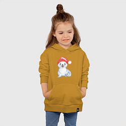 Толстовка детская хлопковая Новогодний тюлень, цвет: горчичный — фото 2