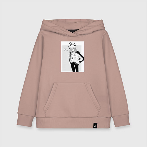 Детская толстовка-худи Человек-бензопила Пауэр / Пыльно-розовый – фото 1