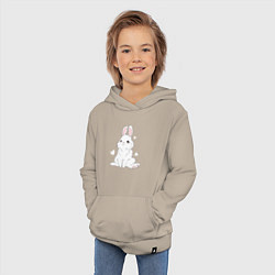 Толстовка детская хлопковая Милый белый зайчик с сердечками, цвет: миндальный — фото 2
