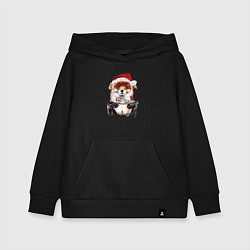Толстовка детская хлопковая Christmas smile foxy, цвет: черный