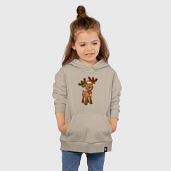 Толстовка детская хлопковая Новогодний олень с бубенчиком, цвет: миндальный — фото 2