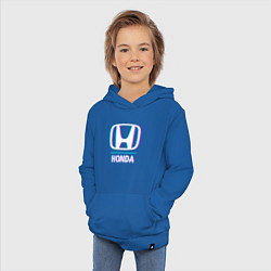 Толстовка детская хлопковая Значок Honda в стиле glitch, цвет: синий — фото 2