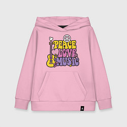 Толстовка детская хлопковая Мир любовь и музыка, цвет: светло-розовый