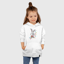 Толстовка детская хлопковая Кролик Снежок новогодний, цвет: белый — фото 2