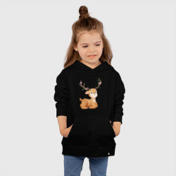 Толстовка детская хлопковая Милый оленёнок с цветими прилёг, цвет: черный — фото 2