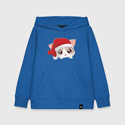 Толстовка детская хлопковая Санта-котенок, цвет: синий