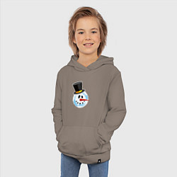 Толстовка детская хлопковая Голова мультяшного снеговика, цвет: утренний латте — фото 2