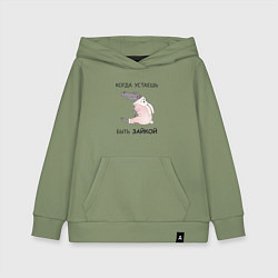Толстовка детская хлопковая Крокодил в костюме зайчика- кролика, цвет: авокадо