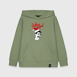 Толстовка детская хлопковая Новогодний мем, цвет: авокадо