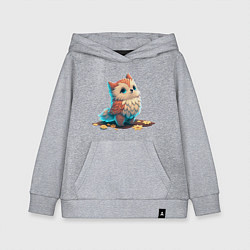 Толстовка детская хлопковая Сова мудрая птица, цвет: меланж