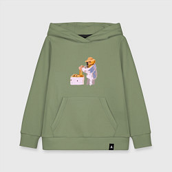 Толстовка детская хлопковая Пчеловод и его пасека, цвет: авокадо