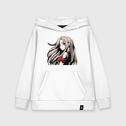 Толстовка детская хлопковая Аниме девушка с длинными волосами, цвет: белый