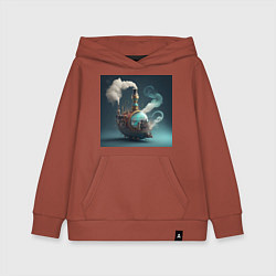 Толстовка детская хлопковая Волшебный пароход, цвет: кирпичный