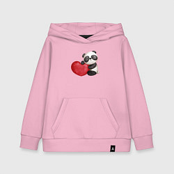 Толстовка детская хлопковая Панда с красным сердцем, цвет: светло-розовый