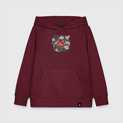 Детская толстовка-худи Хаки 23 / Меланж-бордовый – фото 1