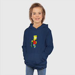 Толстовка детская хлопковая Барт и скейт, цвет: тёмно-синий — фото 2