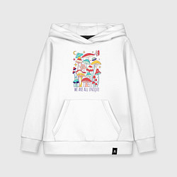 Толстовка детская хлопковая Разные грибочки, цвет: белый