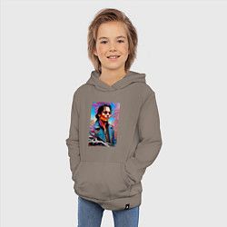 Толстовка детская хлопковая Джонни Депп - крутой чувак - нейросеть, цвет: утренний латте — фото 2