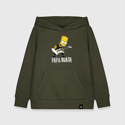 Детская толстовка-худи Papa Roach Барт Симпсон рокер / Хаки – фото 1