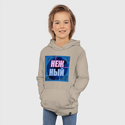 Толстовка детская хлопковая Нежный, неоновый текст, цвет: миндальный — фото 2