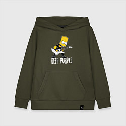 Толстовка детская хлопковая Deep Purple Барт Симпсон рокер, цвет: хаки
