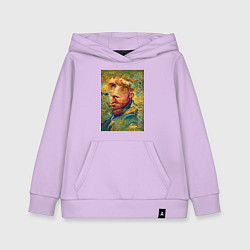 Толстовка детская хлопковая Abstract Vincent van Gogh - surrealism self-portra, цвет: лаванда