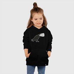 Толстовка детская хлопковая Кричащая ворона, цвет: черный — фото 2
