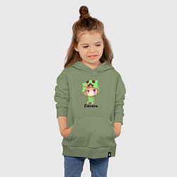 Толстовка детская хлопковая Оленька - Майнкрафт, цвет: авокадо — фото 2