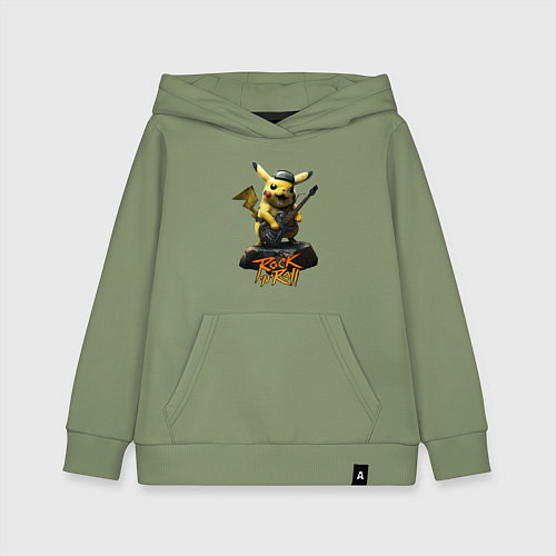 Детская толстовка-худи Пикачу рокер с гитарой / Авокадо – фото 1