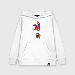 Толстовка детская хлопковая Марио на грибе, цвет: белый