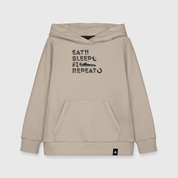 Толстовка детская хлопковая Eat sleep F1, цвет: миндальный
