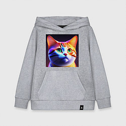 Толстовка детская хлопковая Милый котик с большими глазами, цвет: меланж
