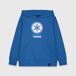 Толстовка детская хлопковая Значок Yamaha в стиле glitch, цвет: синий