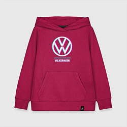 Толстовка детская хлопковая Значок Volkswagen в стиле glitch, цвет: маджента