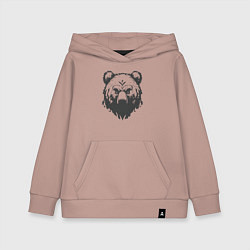 Толстовка детская хлопковая Бурый медведь, цвет: пыльно-розовый