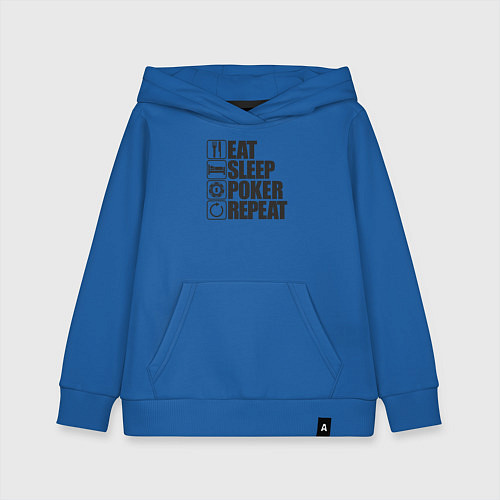 Детская толстовка-худи Eat, sleep, poker, repeat / Синий – фото 1