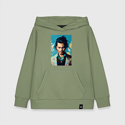 Толстовка детская хлопковая Джонни Депп - суровый взгляд, цвет: авокадо