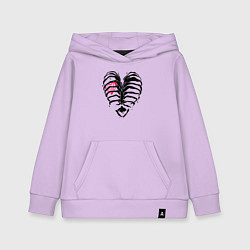 Толстовка детская хлопковая Black ribs with a heart inside, цвет: лаванда