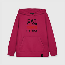 Толстовка детская хлопковая Надпись: eat sleep Fortnite repeat, цвет: маджента