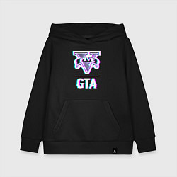 Толстовка детская хлопковая GTA в стиле glitch и баги графики, цвет: черный
