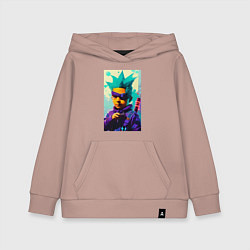 Толстовка детская хлопковая Bart Simpson - cyberpunk - neural network, цвет: пыльно-розовый