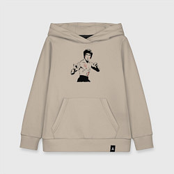 Толстовка детская хлопковая Брюс Ли в крови, цвет: миндальный